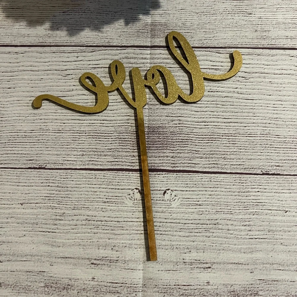 LOVE Wedding Cake Topper - Glitter Gold
